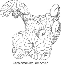 Vector illustration of an abstract complex structure consisting of geometric shapes on a white background