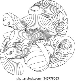 Vector illustration of an abstract complex structure consisting of geometric shapes on a white background