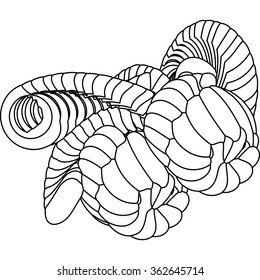 Vector illustration of an abstract complex structure consisting of geometric shapes on a white background