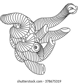 Vector illustration of an abstract complex structure consisting of geometric shapes on a white background