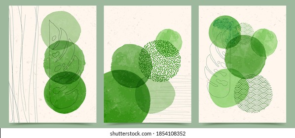 Vector illustration. Abstract contemporary aesthetic backgrounds. Design for cover, poster, postcard, card, flyer, brochure. Wall decor. Modern art print. Watercolor painting. Eco concept