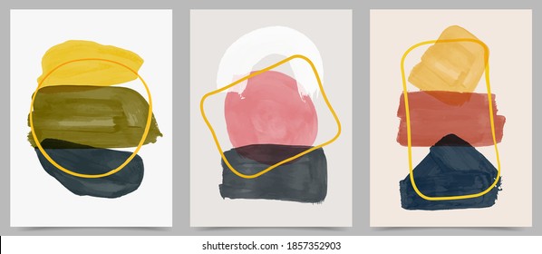 Vector illustration. Abstract contemporary aesthetic backgrounds. Design for cover, poster, postcard, card, flyer, brochure, frame. Wall decor. Modern art print. Watercolor painting. Hand painted