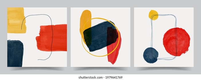 Vector illustration. Abstract contemporary aesthetic backgrounds. Design for social media template, web banner. Wall decor. Modern art print. Watercolor painting. Hand painted artwork collection