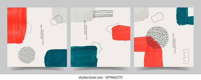 Vector illustration. Abstract contemporary aesthetic backgrounds. Design for social media template, web banner. Wall decor. Modern art print. Watercolor painting. Hand painted artwork collection
