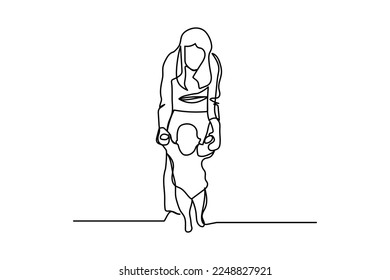 vector illustration abstract continuous line guiding children the way