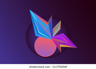 Vector illustration of abstract crystal shapes on a blue and black background