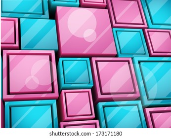 Vector illustration of abstract cubical background. 