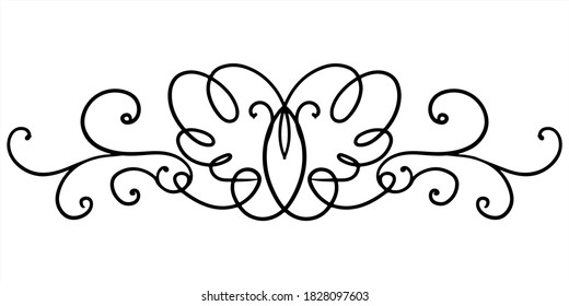 Vector illustration. Abstract curly element for design, swirl, curl, divider. 