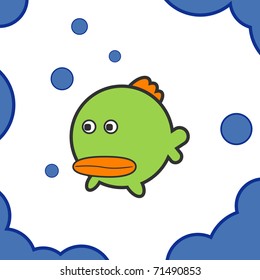 Vector illustration of abstract cute fish
