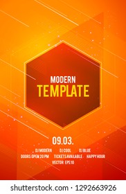 Vector Illustration Abstract Dance Party Poster Background Template with Lines, Highlight And Modern Geometric Shapes. Music Event Flyer Or Banner
