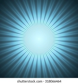 Vector illustration. Abstract dark blue sun rays background.