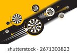 Vector illustration of abstract dartboard design element. Game concept
