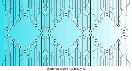 Vector illustration of abstract data, black, gray, white color with lines, dots and Slanting lines for Circuit boards elements business technology. horizontal template on blue and white background. 