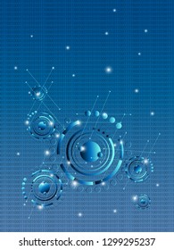 Vector Illustration of abstract data, technology, with the cyan symbols and numbers. numeric business background. Binary code motion splash blue and black background with digits on screen. 