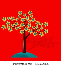Vector illustration. Abstract decorative flowering tree