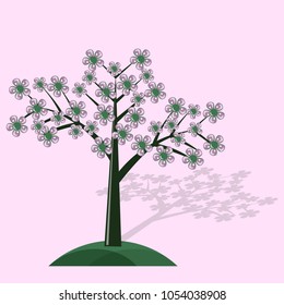 Vector illustration. Abstract decorative flowering tree