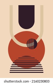 Vector illustration. Abstract design with doodles and various shapes. Modern art isolated vector graphics. Minimalistic geometric shapes. Boho abstraction.