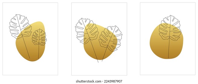 vector illustration Abstract design modern art. Botanical wall art vector set. Tropical Foliage line art drawing with abstract shape. Abstract Plant Art design for print, cover, wallpaper, Interior.
