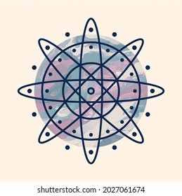 Vector illustration. Abstract design ornament for tile, print, clothes or fabrics. Vector illustration the black contour on a colored background