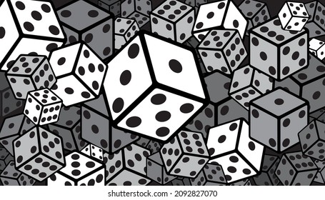Vector illustration of abstract dice symbols background. Game concept