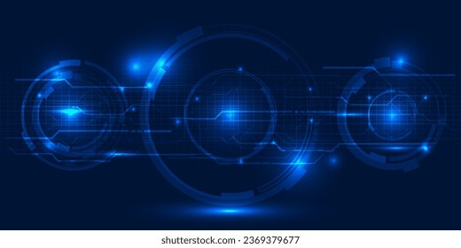 Ilustración vectorial de fondo digital abstracto de alta tecnología con alta interfaz HUD.Conceptos de tecnología futurista.