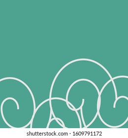 Vector illustration. Abstract doodle design. Banner green background and white shapes.