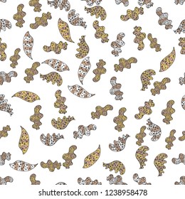 Vector illustration. Abstract doodles pattern. - stock. Nice background. Seamless Cute fabric pattern. Black, beige and white on colors.
