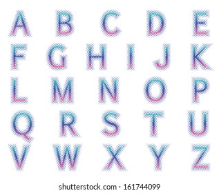 Vector illustration of abstract dotted alphabet.