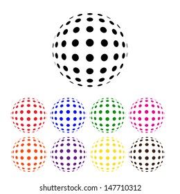 Vector illustration of abstract dotted spheres. 