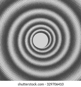 Vector illustration of abstract dotted spiral background. Halftone swirl backdrop. Pointillism. Infinite dotted background. Pointillism.