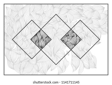 
Vector illustration. Abstract drawing by hand in the style of doodle in combination with geometric figures.