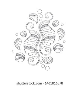 Vector illustration. abstract drawing on the marine theme. stylized sea creatures. coloring book for adults and children