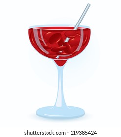 Vector illustration of abstract drink with red dicks isolated on white