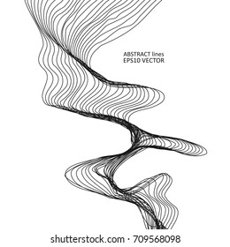 Vector illustration of abstract dynamic lines with noise on white background. Design element for music cover, flayer, banner or web.