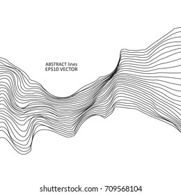 Vector illustration of abstract dynamic lines with noise on white background. Design element for music cover, flayer, banner or web.