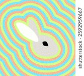Vector illustration of an abstract Easter bunny with vibrant wavy lines in blue, green, and orange, creating a festive modern design.
