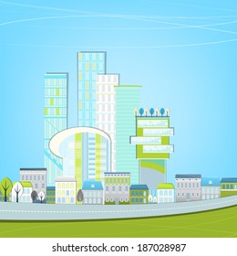 Vector illustration of abstract eco city landscape