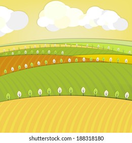Vector illustration of abstract eco fields landscape
