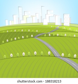 Vector illustration of abstract eco road landscape