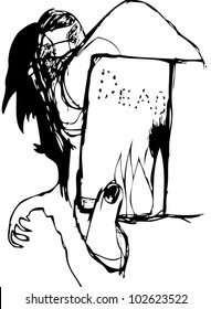 Vector illustration of abstract eerie drawing