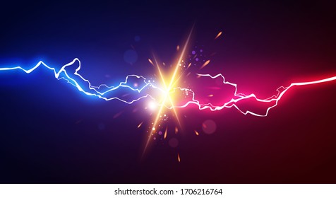 Векторная иллюстрация Абстрактная электрическая молния. Концепция битвы, противостояния или борьбы