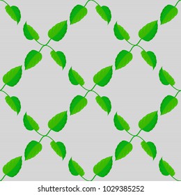Vector illustration. Abstract elegance seamless pattern with floral motifs in gray and green colors.