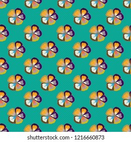 Vector illustration. Abstract elegance seamless pattern with floral motifs in yellow, gray and green colors. Decorative cosmos flowers repeating pattern.