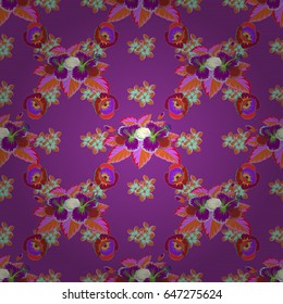 Vector illustration. Abstract elegance seamless pattern with floral motifs in blue and pink colors.