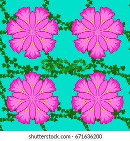 Vector illustration. Abstract elegance seamless pattern with floral motifs on a blue background.