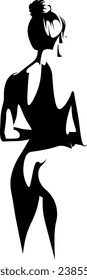 Vektorgrafik der abstrakten eleganten weiblichen Rücken. Schwarz-Weiß sexy Frau Figur, Blick von hinten.