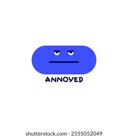 Vector illustration of abstract emotion. Minimal character symbol depicting an emotional state and text. Simple flat symbol for emotional intelligence design. 
