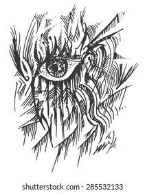 Vector illustration, abstract eyes artwork, card concept