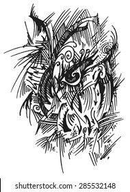 Vector illustration, abstract eyes artwork, card concept