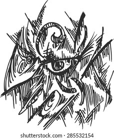 Vector illustration, abstract eyes artwork, card concept